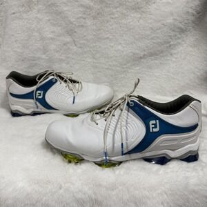FootJoy Tour-S Golf Shoes White Blue Spiked Golf Shoes Men's Size 8.5M 55301
